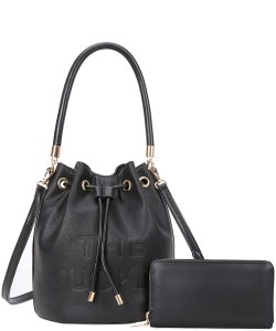 The Bucket Hobo Bag with Wallet TB-9018W BLACK
